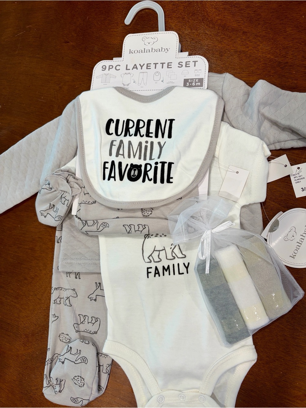 Koalababy 9-Piece Baby Layette Set - White & Gray